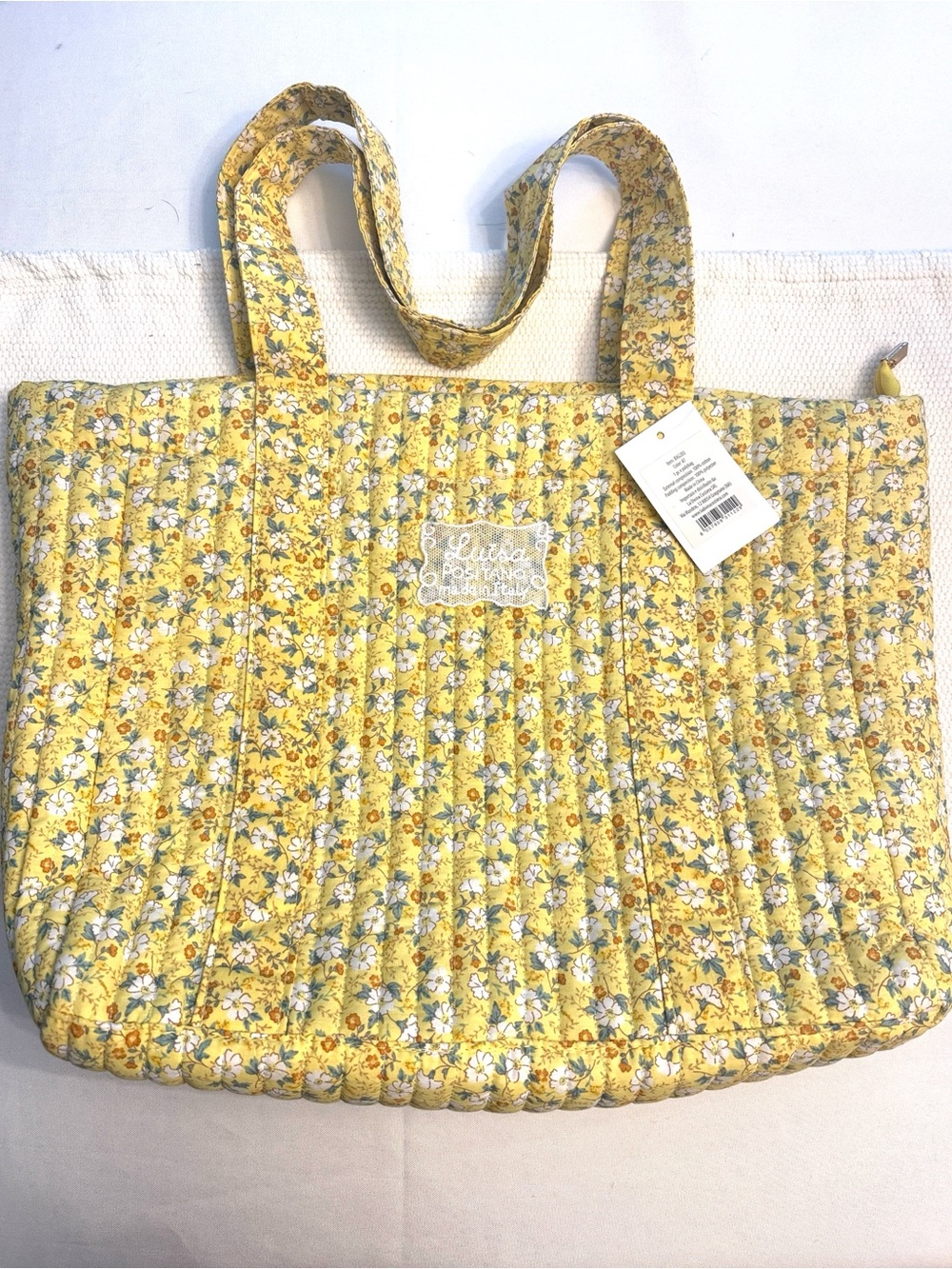 NWT La Divina Costiera Yellow Floral Quilted Positano Tote Bag